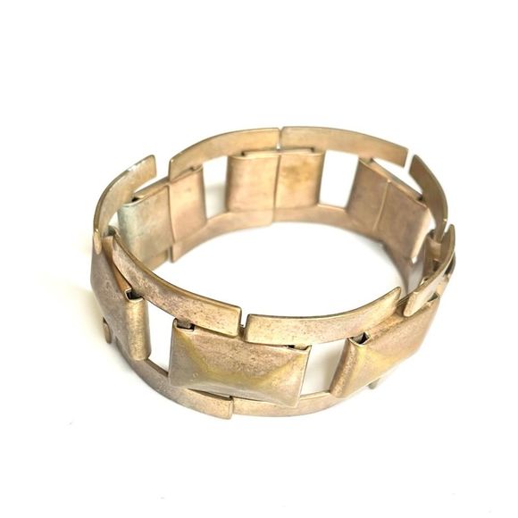 Rectangle Link Copper Tan Thick Metal Bracelet - Picture 3 of 4
